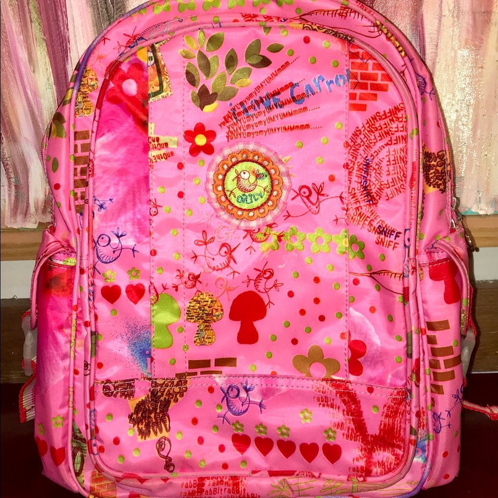 Kids hot pink I love carrots Oilily backpack